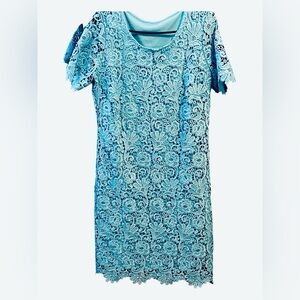 Floral lace overlay Elegant A Line dress Size S Easter Spring Night out Formal